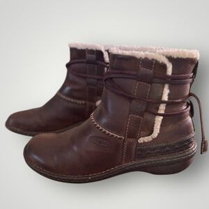 UGG Chocolate Ankle Boots with Shearling Accent